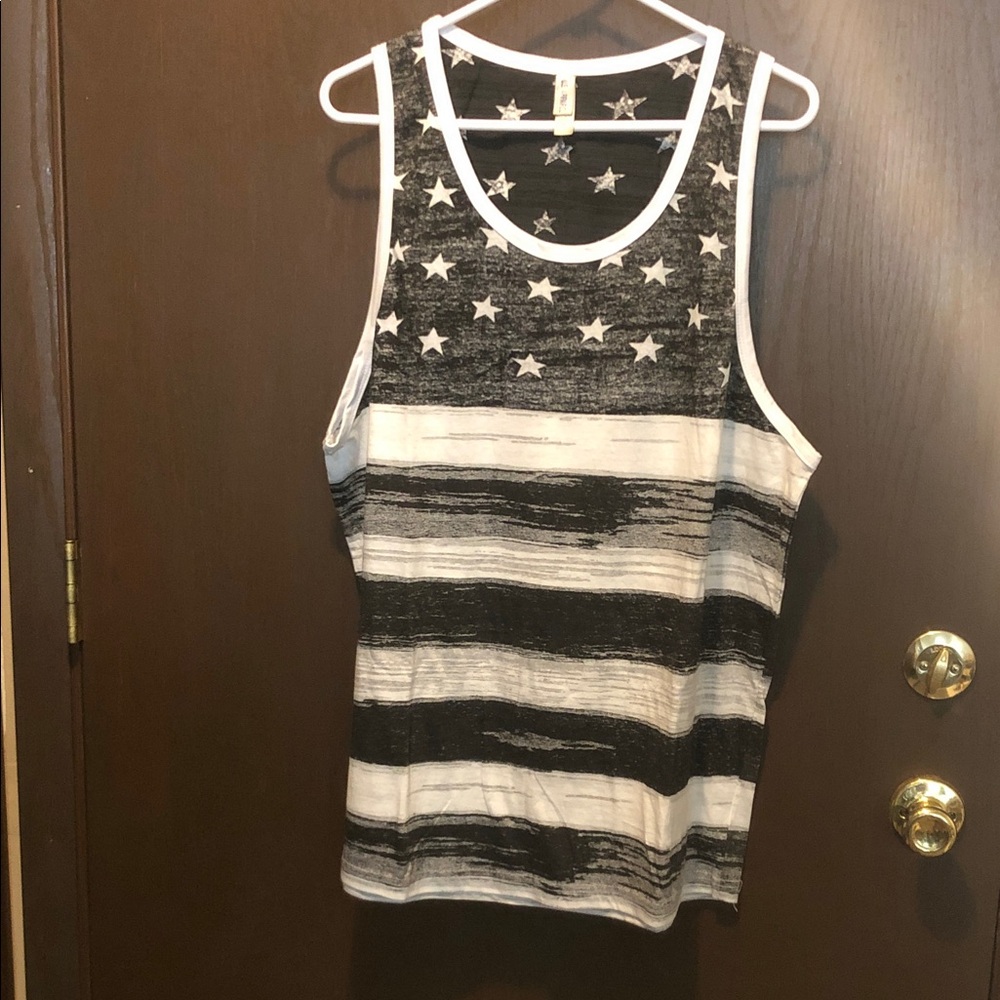 Black and White Star Striped Men’s Tank Top